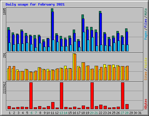 Daily usage for February 2021