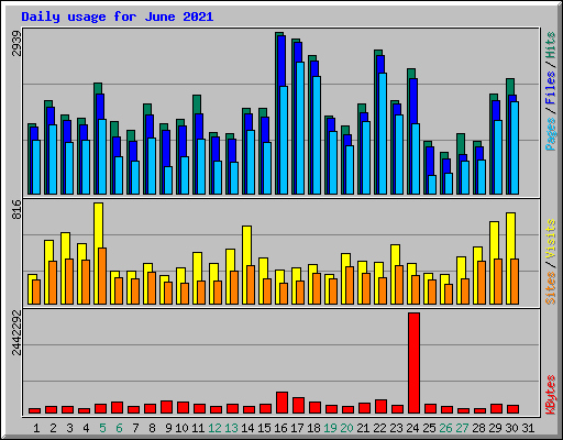 Daily usage for June 2021