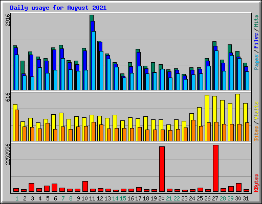 Daily usage for August 2021